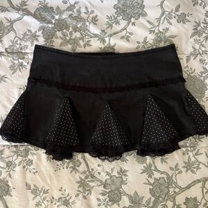 Tripp NYC Black Mini Skirt with Polka Dot Ruffles